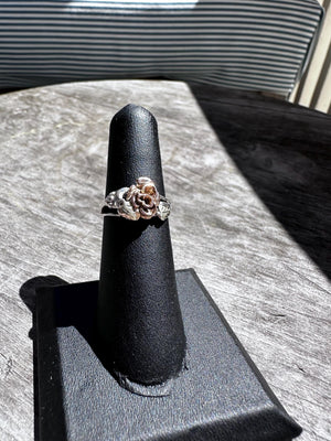 Vintage Mixed Metal Sterling Silver Rose Cluster Ring Size 6