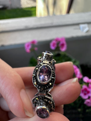 Art Deco Amethyst and Marcasite Bracelet stamped sterling silver