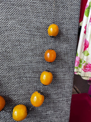 Vintage Super Rare USSR Sterling Silver Plated Gold Egg Yolk Butterscotch Beaded Necklace