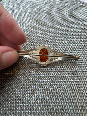 Vintage Sterling Silver Dragon’s Breath Bar Pin – 2.5” Long, 6.7g