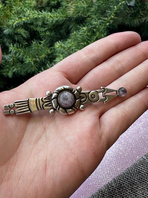 Vintage 1940s William Spratling Tribal Arrow Brooch – Amethyst & Sterling Silver