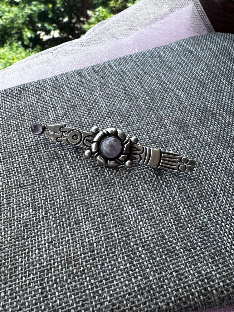 Vintage 1940s William Spratling Tribal Arrow Brooch – Amethyst & Sterling Silver