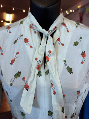 UNIQUE Vintage 1950's Handmade Hobby Horse Mary Blair Inspired Fabric Dress XS