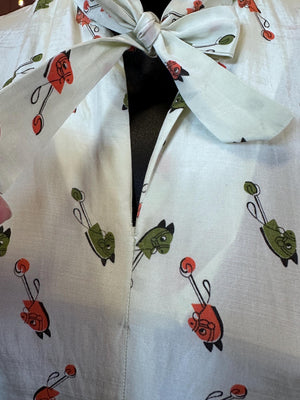 UNIQUE Vintage 1950's Handmade Hobby Horse Mary Blair Inspired Fabric Dress XS