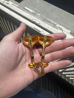 1950s Wedding Anniversary Antique Champagne New Years Goblet Mens or Womans Sweater brooch or Cape Closure