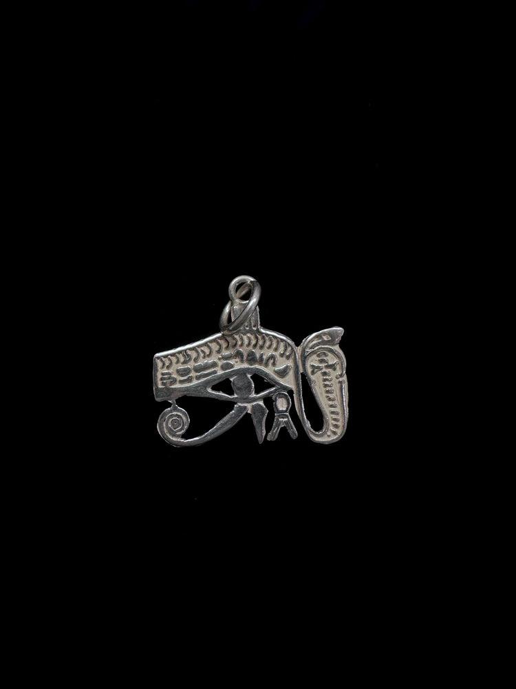 Sterling Silver Eye of Horus White Enamel Pendant Charm