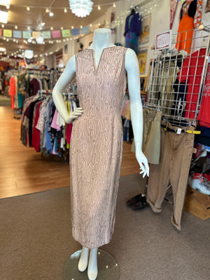 Vintage Moiré-Inspired Beaded Dress – Size S/M