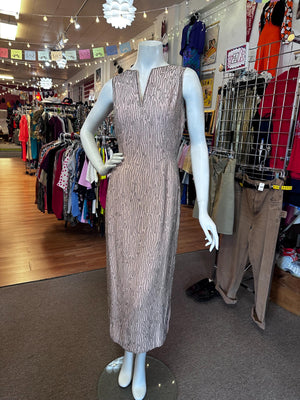 Vintage Moiré-Inspired Beaded Dress – Size S/M