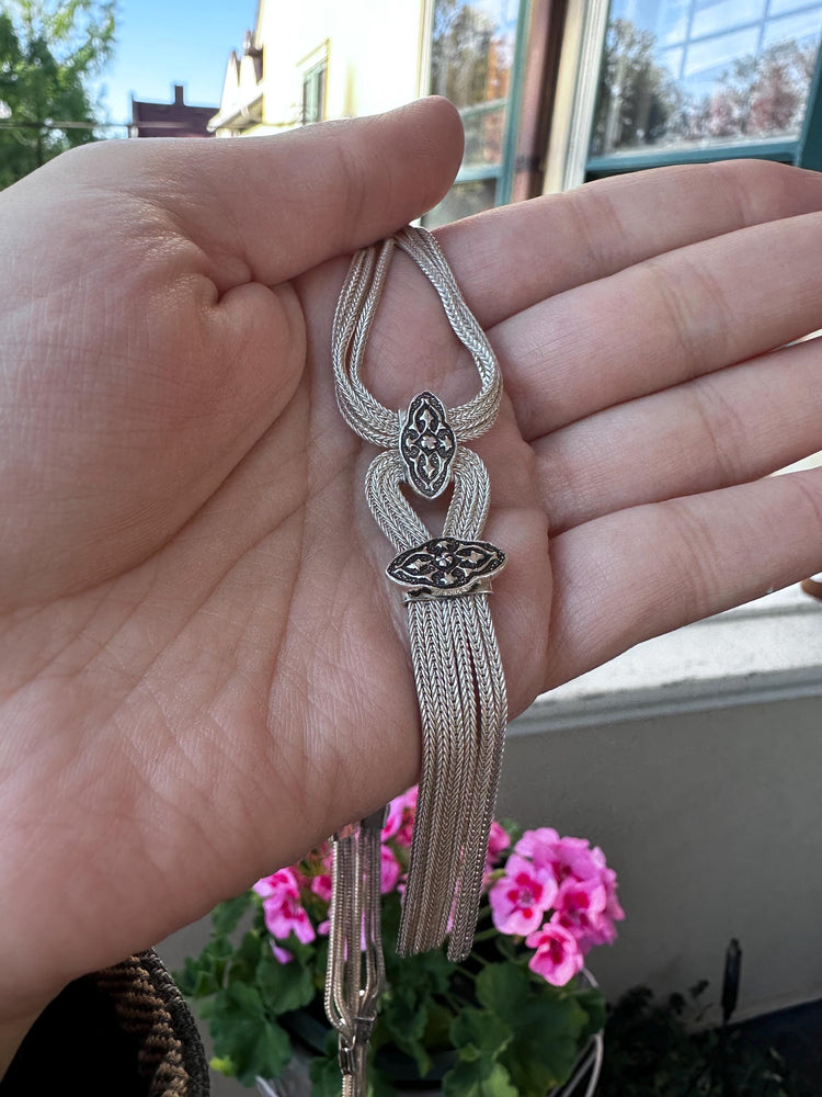 Rare Vintage Cascading Sterling Silver Rope Necklace – Art Deco Design