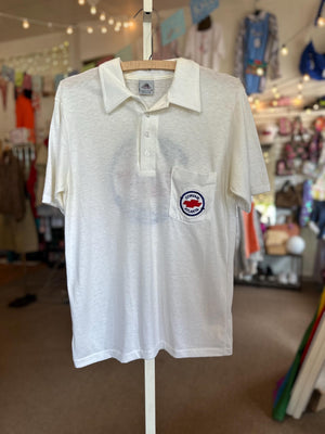 Vintage 1970's/80s Men's Corvair Chevrolet Embroidered and Screen Printed Dealer Polo Thin Cotton size Large
