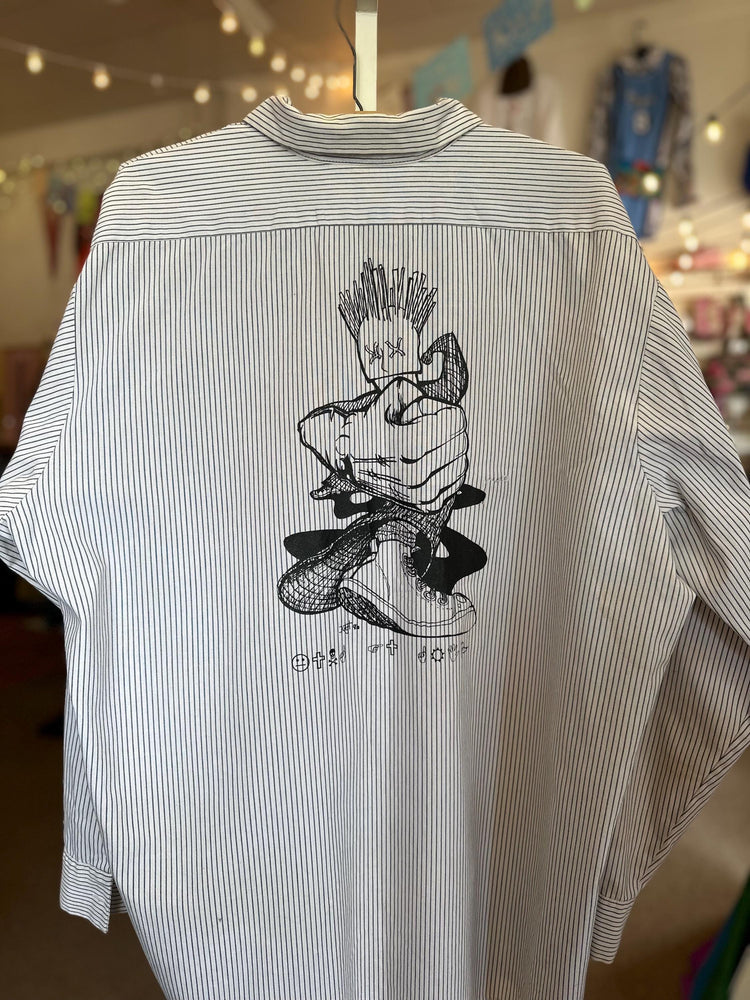 1990's Vintage DIY Work Shirt Streetwear Kung Fu Grip Toledo Ohio XXL DIY ScreenPrint