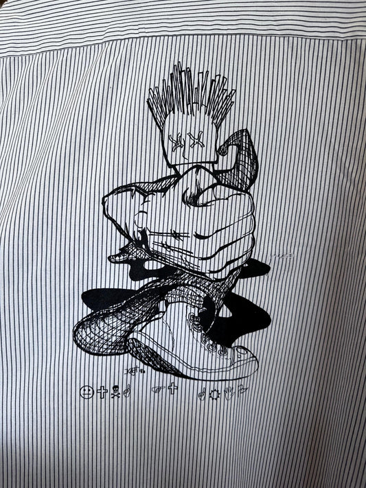 1990's Vintage DIY Work Shirt Streetwear Kung Fu Grip Toledo Ohio XXL DIY ScreenPrint
