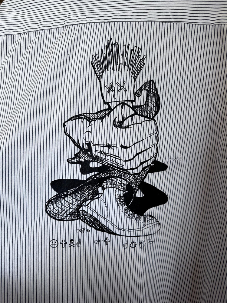 1990's Vintage DIY Work Shirt Streetwear Kung Fu Grip Toledo Ohio XXL DIY ScreenPrint