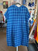 Vintage  K-10 1960's/50's Plus Size 2XL 3XL Plaid Blue Dress
