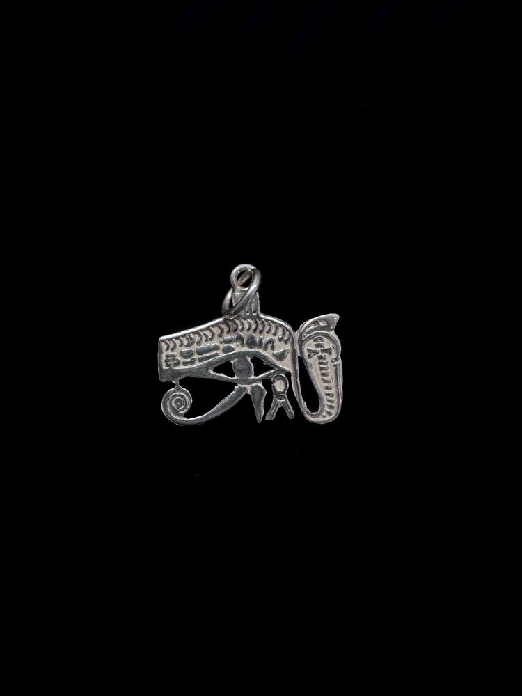 Sterling Silver Eye of Horus White Enamel Pendant Charm