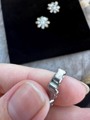 Vintage Hollywood Regency Blue Rhinestone Crystal Flower Necklace and Clip On Earrings Set