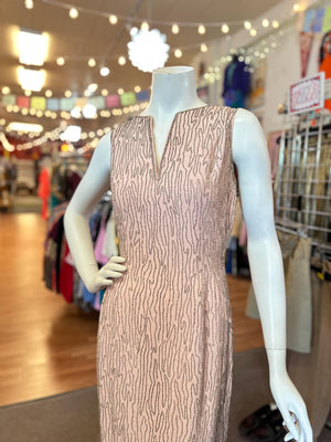 Vintage Moiré-Inspired Beaded Dress – Size S/M