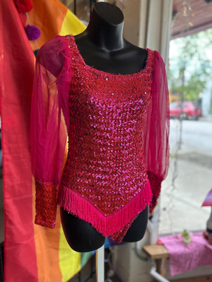 Vintage 1970's/60's Dance or Ice Skating Chappell Roan Midwest Princess Bodysuit XS