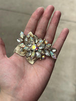 Judy Lee VTG Signed Rhinestone Floral Brooch