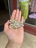 Judy Lee VTG Signed Rhinestone Floral Brooch