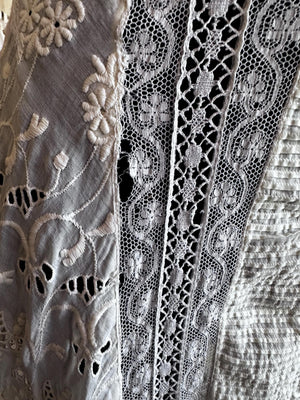 Antique Edwardian Crocheted Lace Cotton Tea Summer Bridal Gauzy Dress XXS/XS