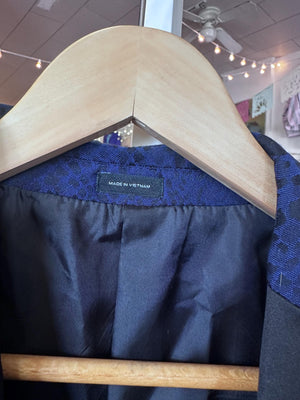 JF J. Ferrar Snake Skin Satin Blazer – Blue with Black Accents, Size 40S (Fits Men’s Large Slim)