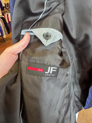 JF J. Ferrar Snake Skin Satin Blazer – Blue with Black Accents, Size 40S (Fits Men’s Large Slim)
