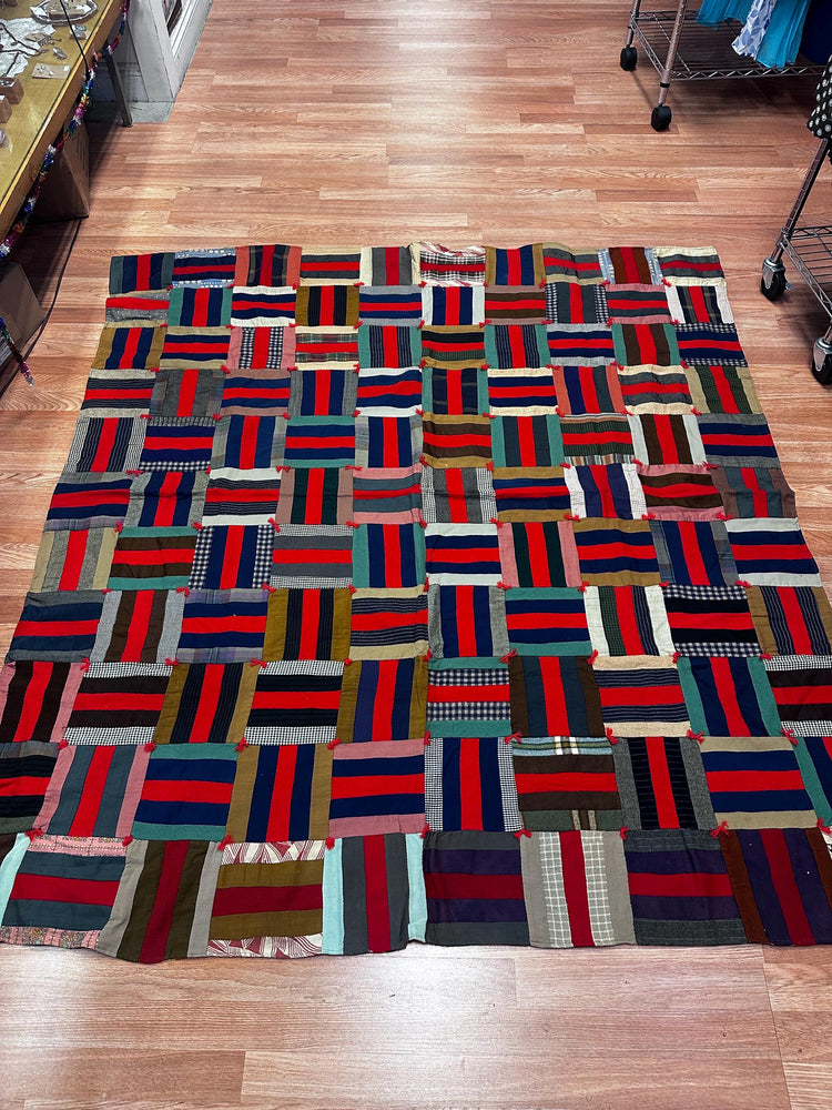 1920's Antique Vintage Officially Dated Historical Crazy Quilt Squares and Stripes AS IS