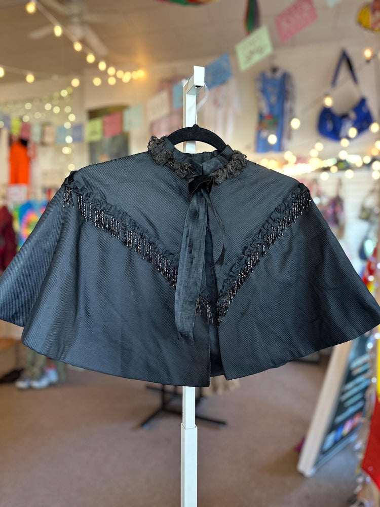 Antique Fringe 1800s Mourning Civil War Era Capelet Beaded Fringe As Is