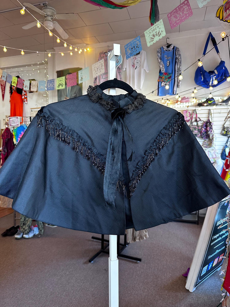 Antique Fringe 1800s Mourning Civil War Era Capelet Beaded Fringe As Is