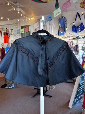 Antique Fringe 1800s Mourning Civil War Era Capelet Beaded Fringe As Is