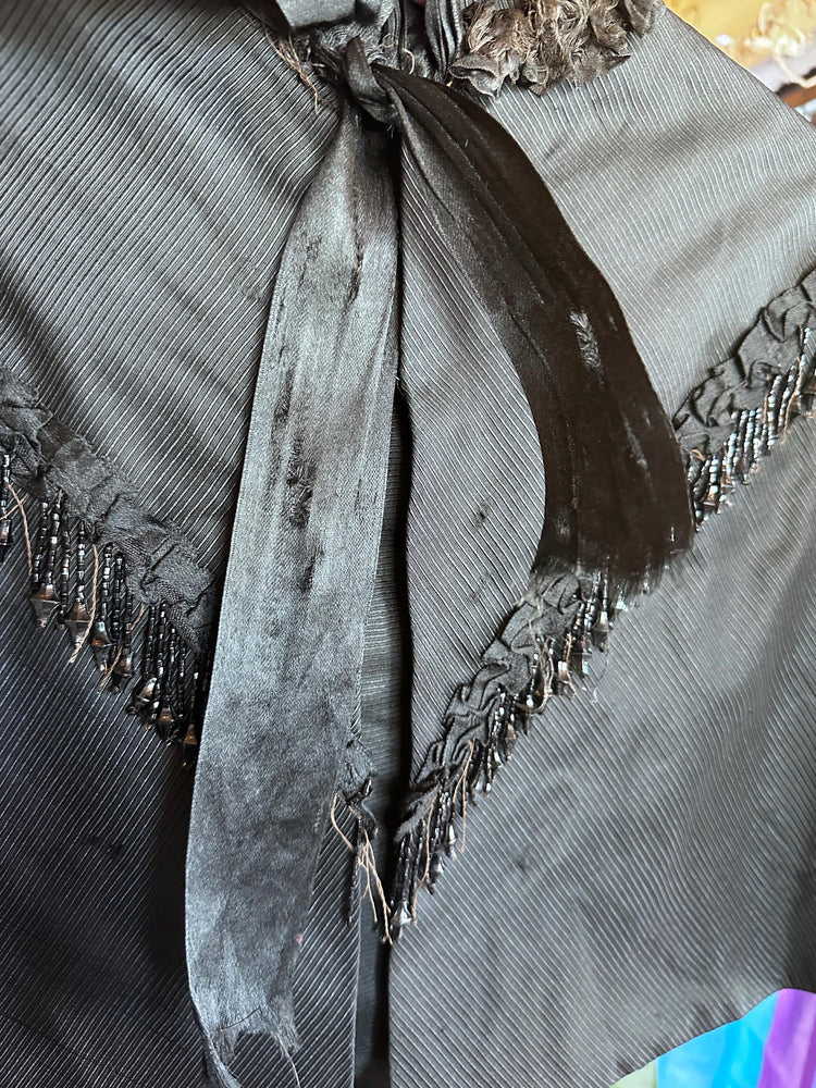 Antique Fringe 1800s Mourning Civil War Era Capelet Beaded Fringe As Is