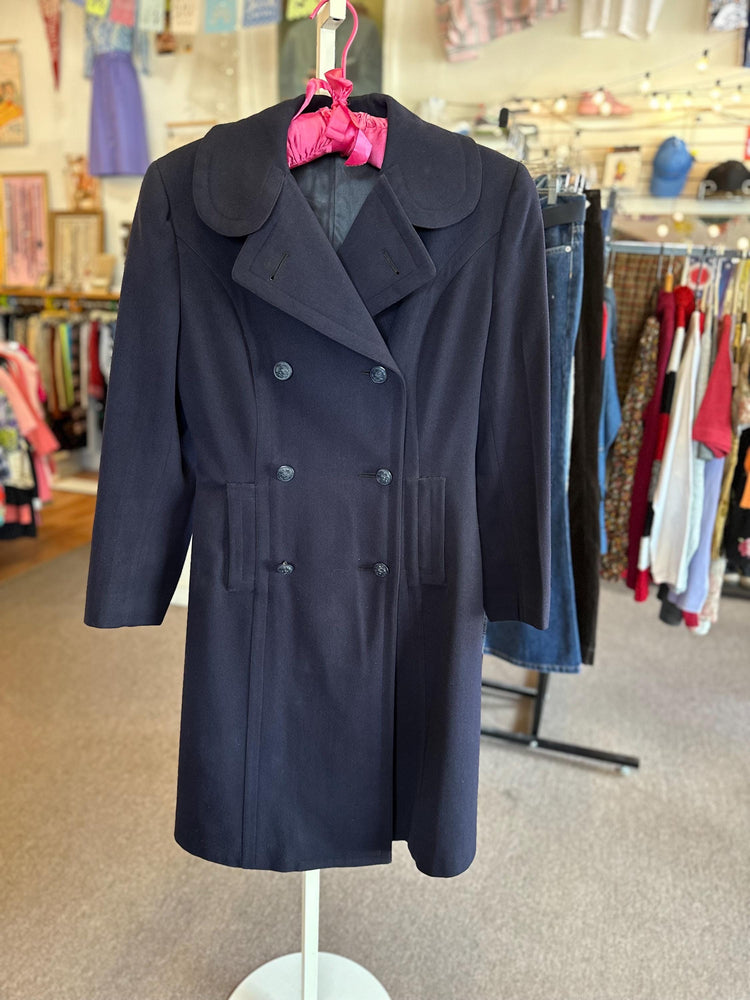 1940's WAVES Women Naval Reserve Navy Heavy Weight Wool Blend Winter Peacoat