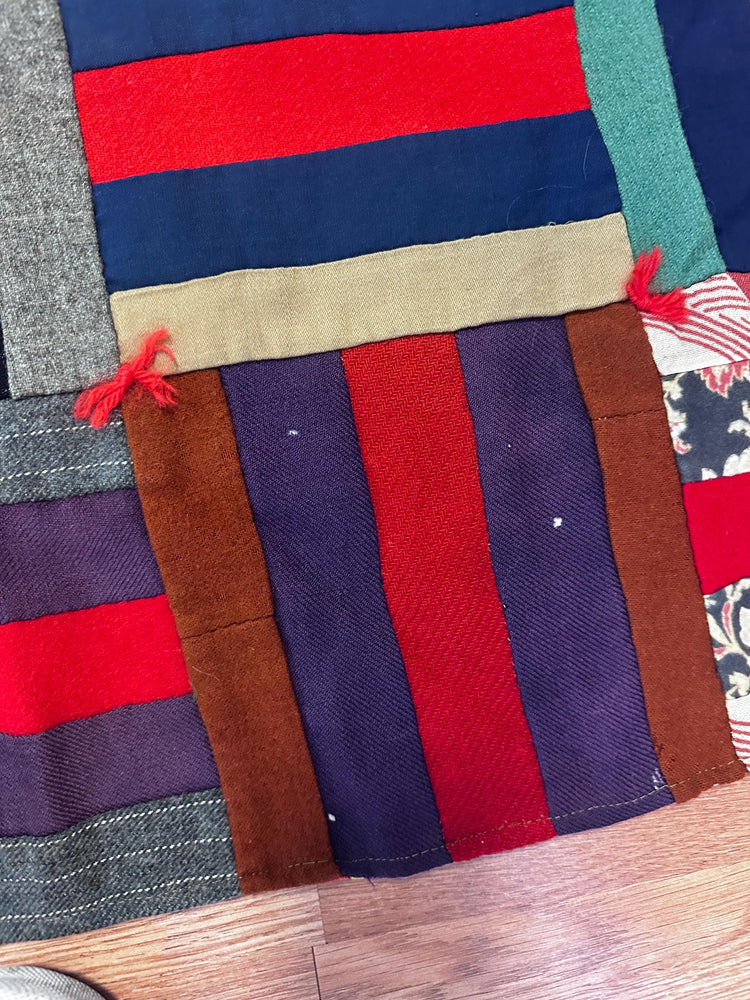 1920's Antique Vintage Officially Dated Historical Crazy Quilt Squares and Stripes AS IS