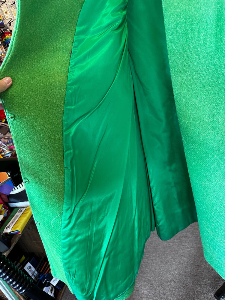 1960's VINTAGE Mod Kelly Green Wool and Fur Coat Size Small/XS