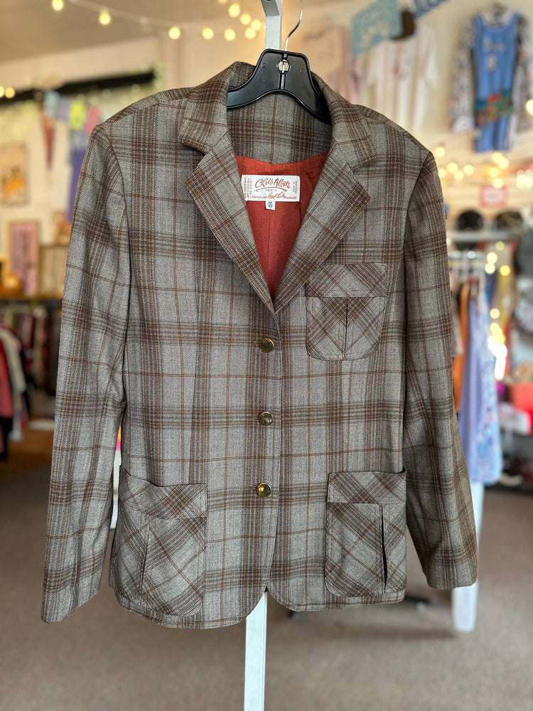 Vintage 1970's Chris Allan Women's Plaid Fall Genuine Wool Blazer Small As Is