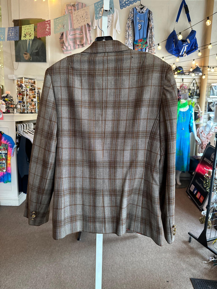Vintage 1970's Chris Allan Women's Plaid Fall Genuine Wool Blazer Small As Is
