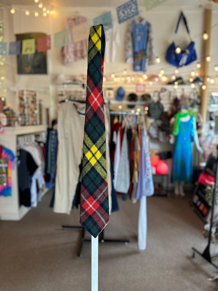 Vintage 1950s/60s Hand Woven Harris Tweed Wool Plaid Tartan Tie