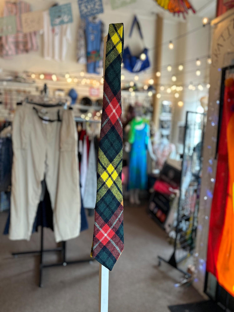 Vintage 1950s/60s Hand Woven Harris Tweed Wool Plaid Tartan Tie