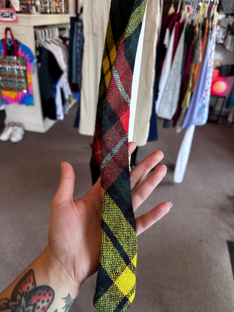 Vintage 1950s/60s Hand Woven Harris Tweed Wool Plaid Tartan Tie
