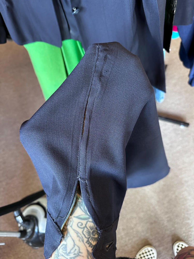 1940's WAVES Vintage Historical Women's Naval Reserve Navy Blue Medic Uniform Jacket, Skirt, Hat, and Scarf AS IS