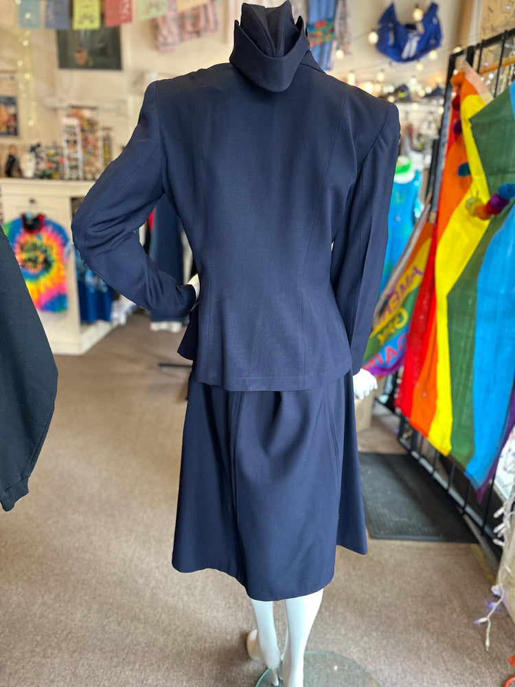 1940's WAVES Vintage Historical Women's Naval Reserve Navy Blue Medic Uniform Jacket, Skirt, Hat, and Scarf AS IS