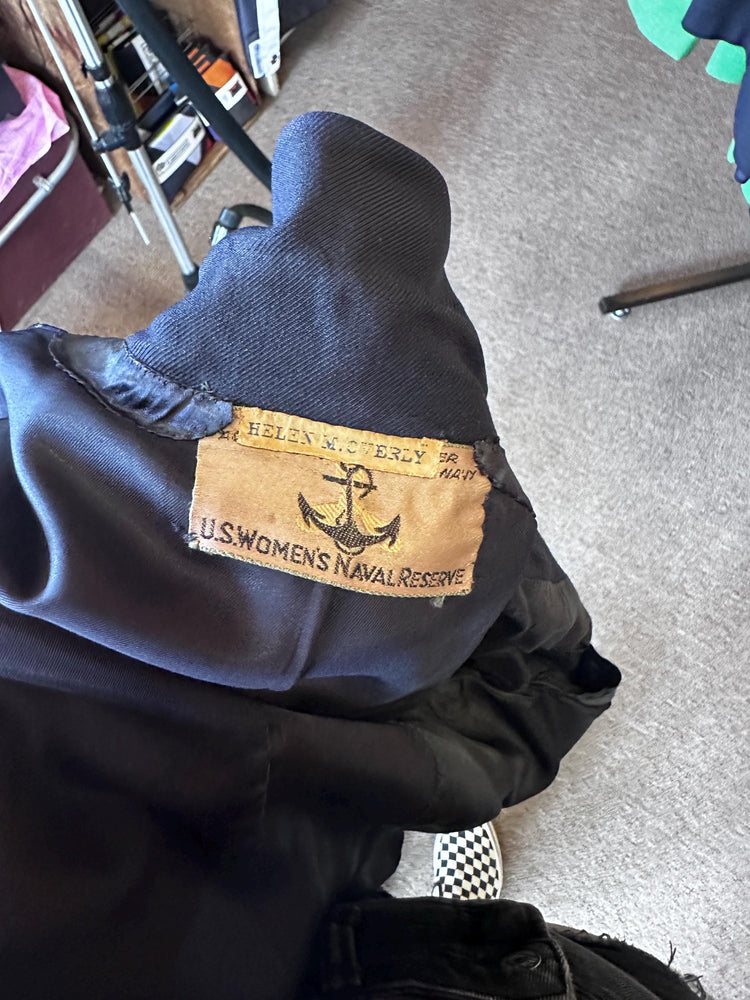 1940's WAVES Women's Naval Reserve Navy Blue Blanket Uniform Skirt and Jacket as Is