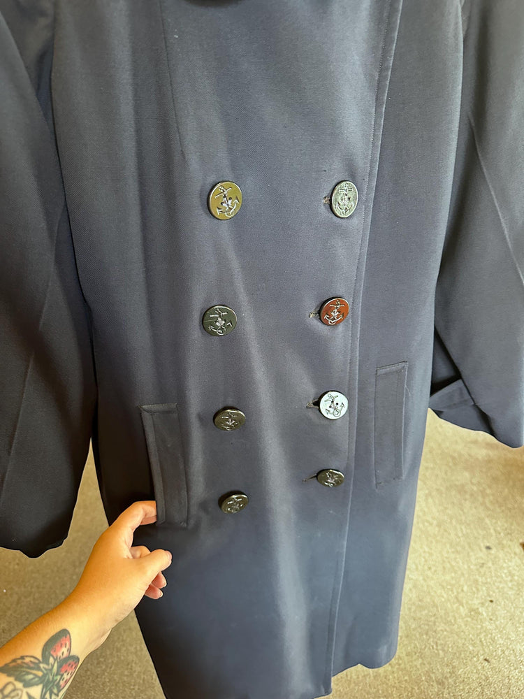 1940's WAVES Women's Naval Reserve Lighter Weight Peacoat Overcoat with Lining AS IS