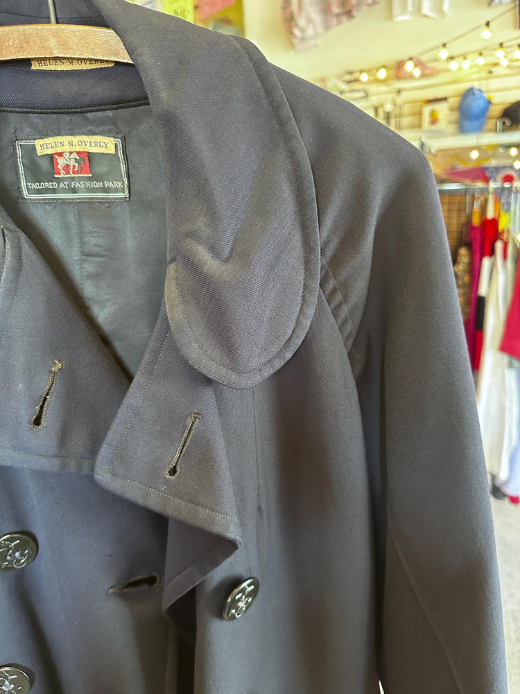 1940's WAVES Women's Naval Reserve Lighter Weight Peacoat Overcoat with Lining AS IS