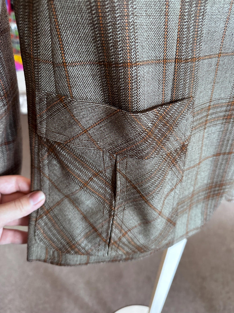 Vintage 1970's Chris Allan Women's Plaid Fall Genuine Wool Blazer Small As Is