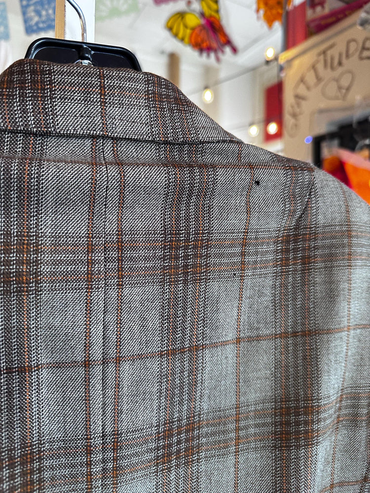 Vintage 1970's Chris Allan Women's Plaid Fall Genuine Wool Blazer Small As Is