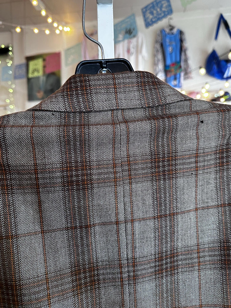 Vintage 1970's Chris Allan Women's Plaid Fall Genuine Wool Blazer Small As Is