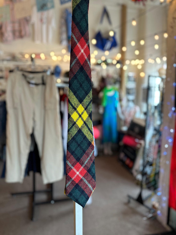 Vintage 1950s/60s Hand Woven Harris Tweed Wool Plaid Tartan Tie