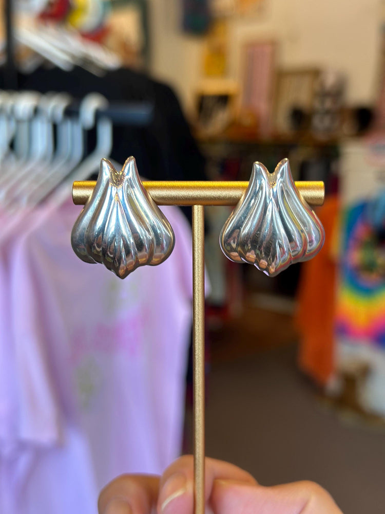 Silver Europe Unstamped Sterling Silver Tulip Italian Mexican Earrings